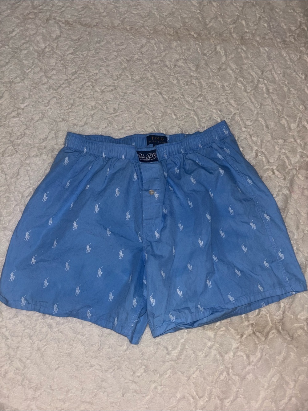 Ralph Lauren Light Blue Polo Cotton Boxer Shorts NWOT